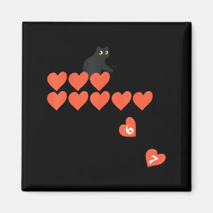 Six Seven Black Cat Knocking Off Hearts Funny 67 V Magnet
