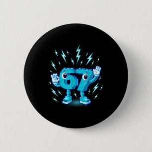 Six seven brainrot 6-7 design 6 cm round badge