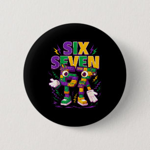 Six Seven Brainrot Italian Funny 67 Kids Mardi Gra 6 Cm Round Badge
