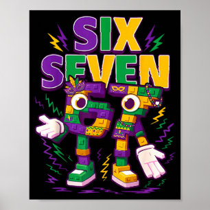 Six Seven Brainrot Italian Funny 67 Kids Mardi Gra Poster