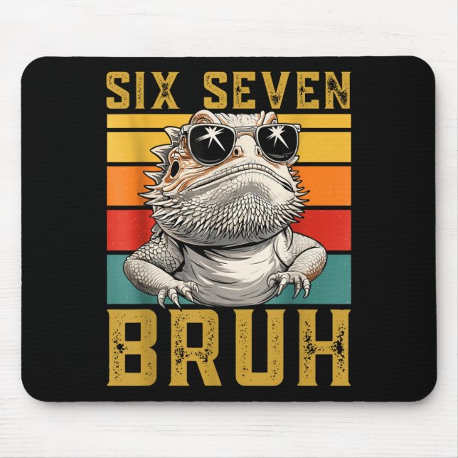 Six Seven Bruh 67 6 7 Meme Funny Sungles Bearded D Mouse Mat (Front)