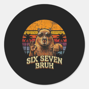 Six Seven Bruh 67 Capybara 6 7 Funny Meme Animal 6 Classic Round Sticker