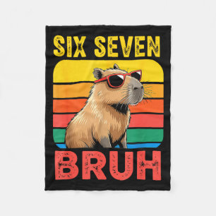 Six Seven Bruh 67 Capybara Vintage Funny Meme Gift Fleece Blanket