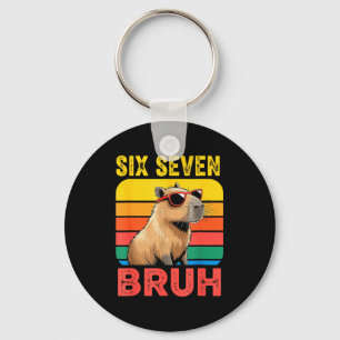 Six Seven Bruh 67 Capybara Vintage Funny Meme Gift Key Ring