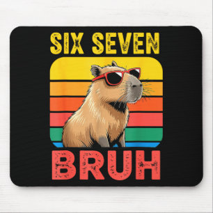 Six Seven Bruh 67 Capybara Vintage Funny Meme Gift Mouse Mat