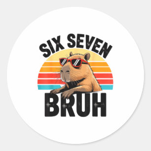 Six Seven Bruh 67 Meme Capybara  Classic Round Sticker