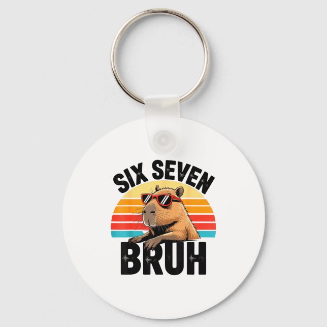 Six Seven Bruh 67 Meme Capybara  Key Ring (Front)