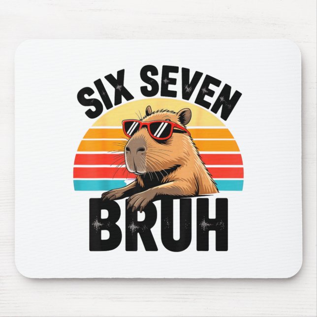 Six Seven Bruh 67 Meme Capybara  Mouse Mat (Front)