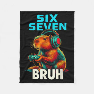 Six Seven Bruh 67 Meme Funny Capybara  Fleece Blanket