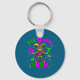 Six Seven Bruh 67 Meme Illustration Key Ring