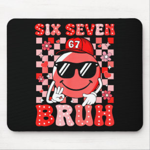 Six Seven Bruh 67 Meme Smile Face Valentines Boys Mouse Mat