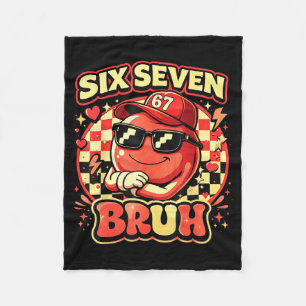 Six Seven Bruh 67 Meme Smile Face Valentines Day B Fleece Blanket