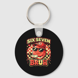 Six Seven Bruh 67 Meme Smile Face Valentines Day B Key Ring