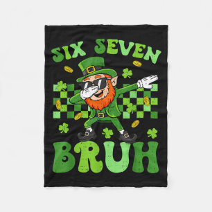 Six seven bruh 67 st patricks day boys kids dab fleece blanket