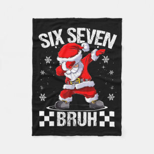 Six Seven Bruh 6-7 Meme Xmas Matching Pjs Christma Fleece Blanket