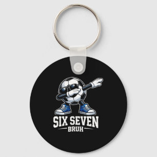 Six Seven Bruh Brainrot Gen Alpha Dabbing Soccer B Key Ring