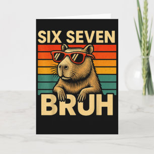 Six Seven Bruh Capybara Retro Vintage Funny 67 Mem Card