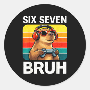 Six Seven Bruh Capybara Retro Vintage Funny 67 Mem Classic Round Sticker