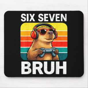 Six Seven Bruh Capybara Retro Vintage Funny 67 Mem Mouse Mat