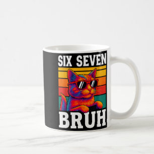 Six Seven Bruh Cat Retro Vintage Funny 67 Meme Men Coffee Mug