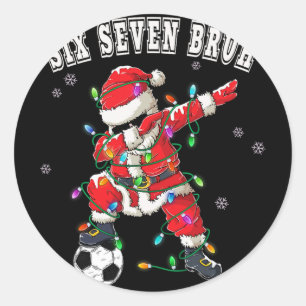 Six Seven Bruh Christmas Soccer Santa Dabbing Funn Classic Round Sticker
