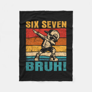 Six Seven Bruh Dabbing Boy Funny 67 Meme Gen Alpha Fleece Blanket
