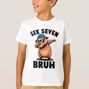 Six Seven Bruh Dabbing Capybara 67 Meme Boys Girls T-Shirt