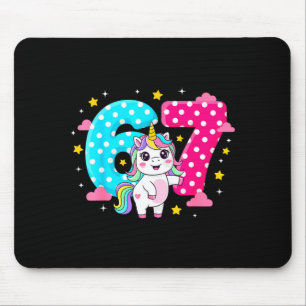 Six Seven Bruh Dabbing Unicorn 6 7 Meme 7th Birthd Mouse Mat