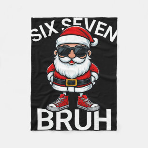 Six Seven Bruh Funny 67 Meme Christmas Santa Fleece Blanket