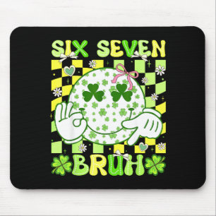 Six Seven Bruh Funny 67 Meme St Patricks Day Girl Mouse Mat