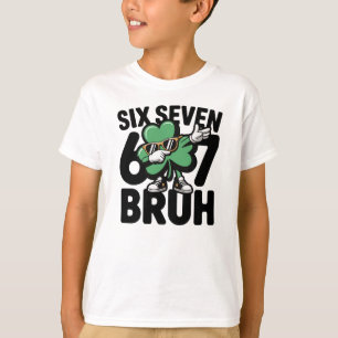 Six Seven Bruh Funny Shamrock Dabbing St Patricks T-Shirt