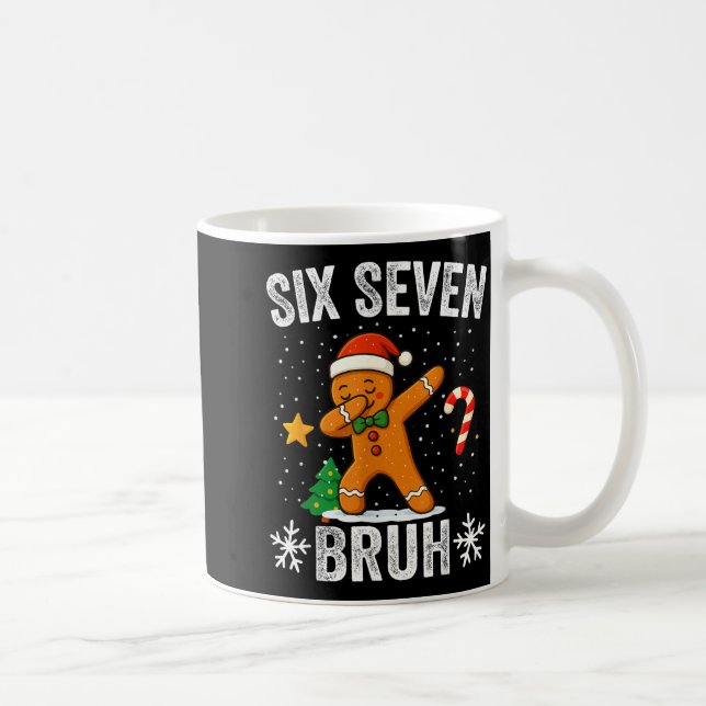 Six Seven Bruh Gingerbread Dabbing Funny Christmas Coffee Mug (Right)