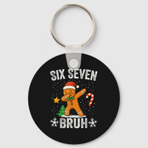 Six Seven Bruh Gingerbread Dabbing Funny Christmas Key Ring