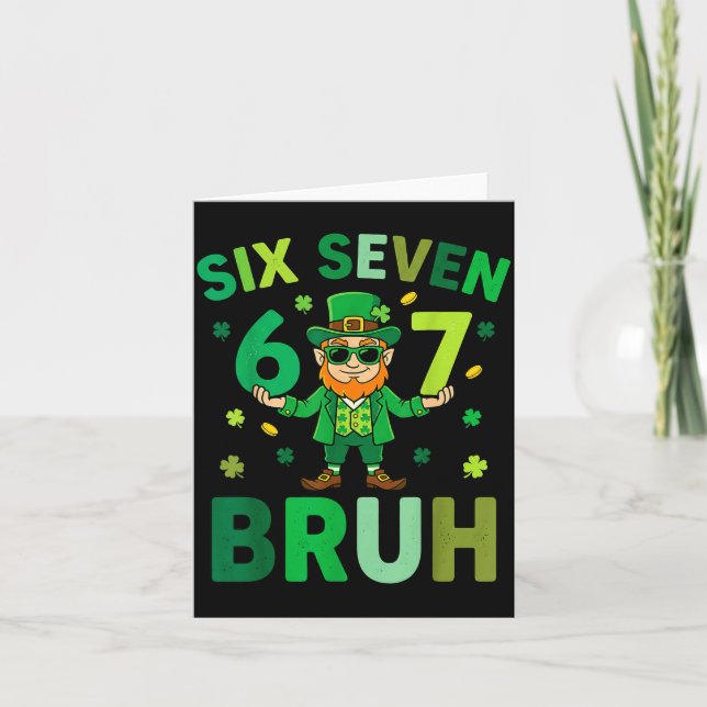 Six seven bruh leprechaun 67 meme st patrick's day card (Front)
