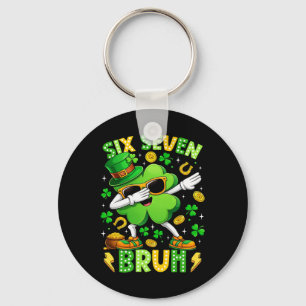 Six Seven Bruh Meme 67 Dabbing Shamrock St Patrick Key Ring