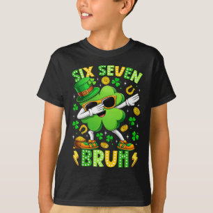 Six Seven Bruh Meme 67 Dabbing Shamrock St Patrick T-Shirt