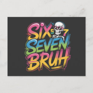 six seven bruh postcard