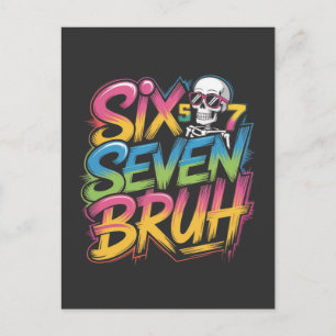 six seven bruh postcard