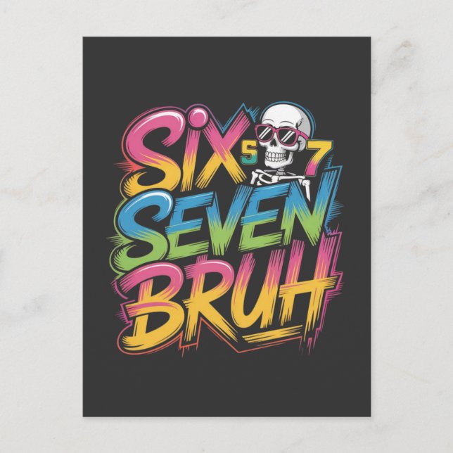 six seven bruh postcard (Front)