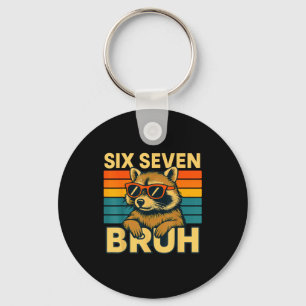 Six Seven Bruh Raccoon Vintage Funny 67 Meme Men W Key Ring