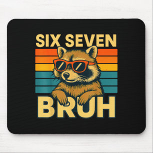 Six Seven Bruh Raccoon Vintage Funny 67 Meme Men W Mouse Mat