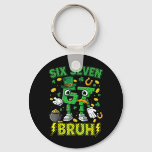 Six Seven Bruh St Patricks Day 67 Meme 67 Brainrot Key Ring