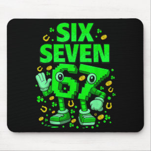 Six seven bruh st patricks day 67 meme 67 brainrot mouse mat