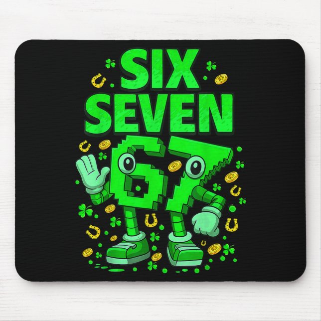 Six seven bruh st patricks day 67 meme 67 brainrot mouse mat (Front)