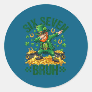 Six seven bruh st patrick's day shamrocks 67 classic round sticker