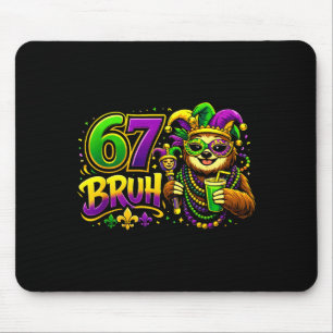 Six Seven Bruh Tee 67 Mardi Gras Party Sloth Boys Mouse Mat