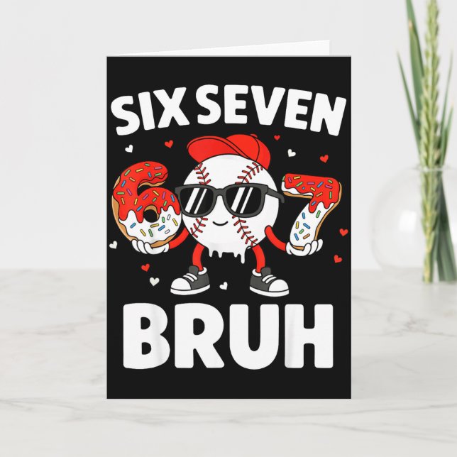 Six Seven Bruh Valentines Baseball Kids 67 Valenti Card (Front)