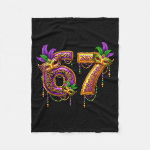 Six Seven Carnaval Festival 67 Meme Funny Mardi Gr Fleece Blanket