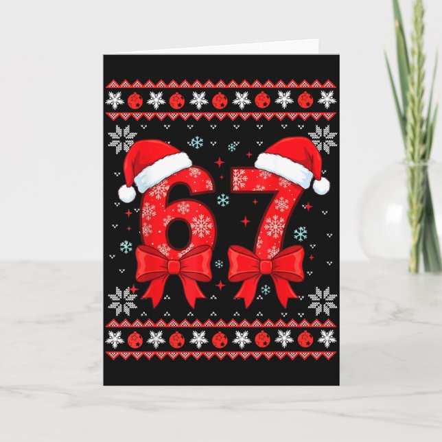 Six Seven Christmas 6 7 Ugly Christmas Sweater Boy Card (Front)
