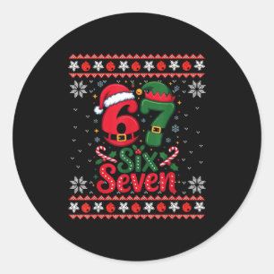 Six Seven Christmas 6 7 Ugly Christmas Sweater Boy Classic Round Sticker
